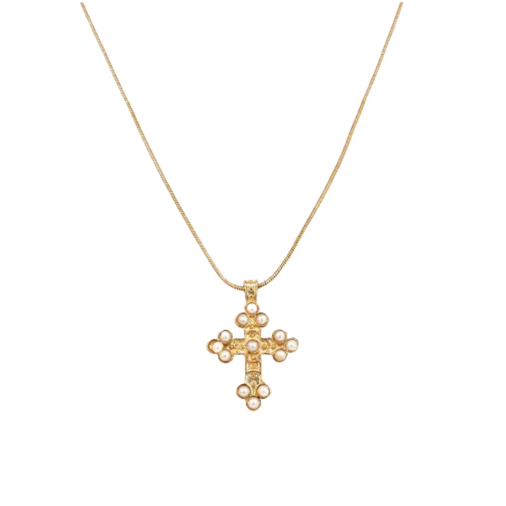 Angelica Pearl Cross Necklace