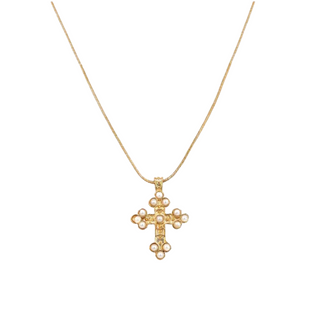 Angelica Pearl Cross Necklace